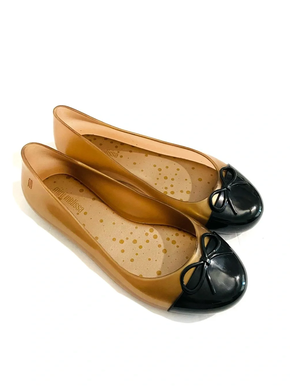 New Mini Mellisa Ballet Flats Dress Shoes Girl’s 1 Rose Black Cap Toe & Bow NWOT